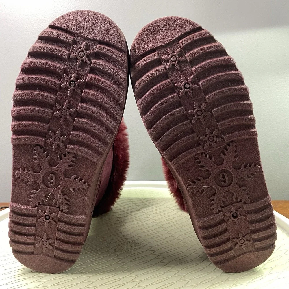 SO Paulina Women's Size 9M Faux Fur Winter Boots -‎ Burgundy Wine NWOB